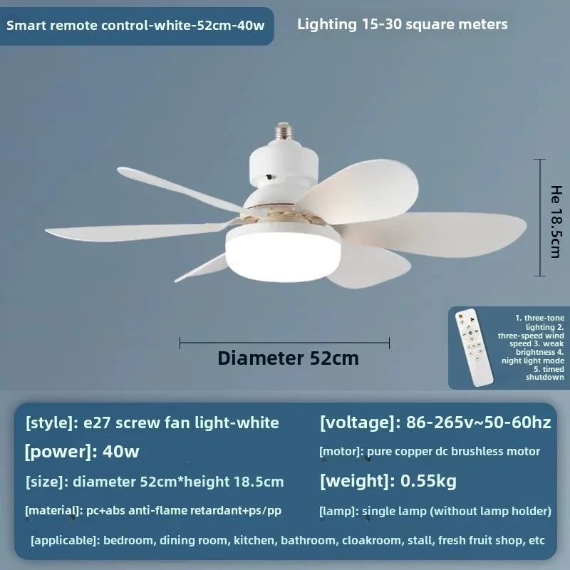 Ventilador de Teto LED 40W com Luz Integrada e Controle Remoto