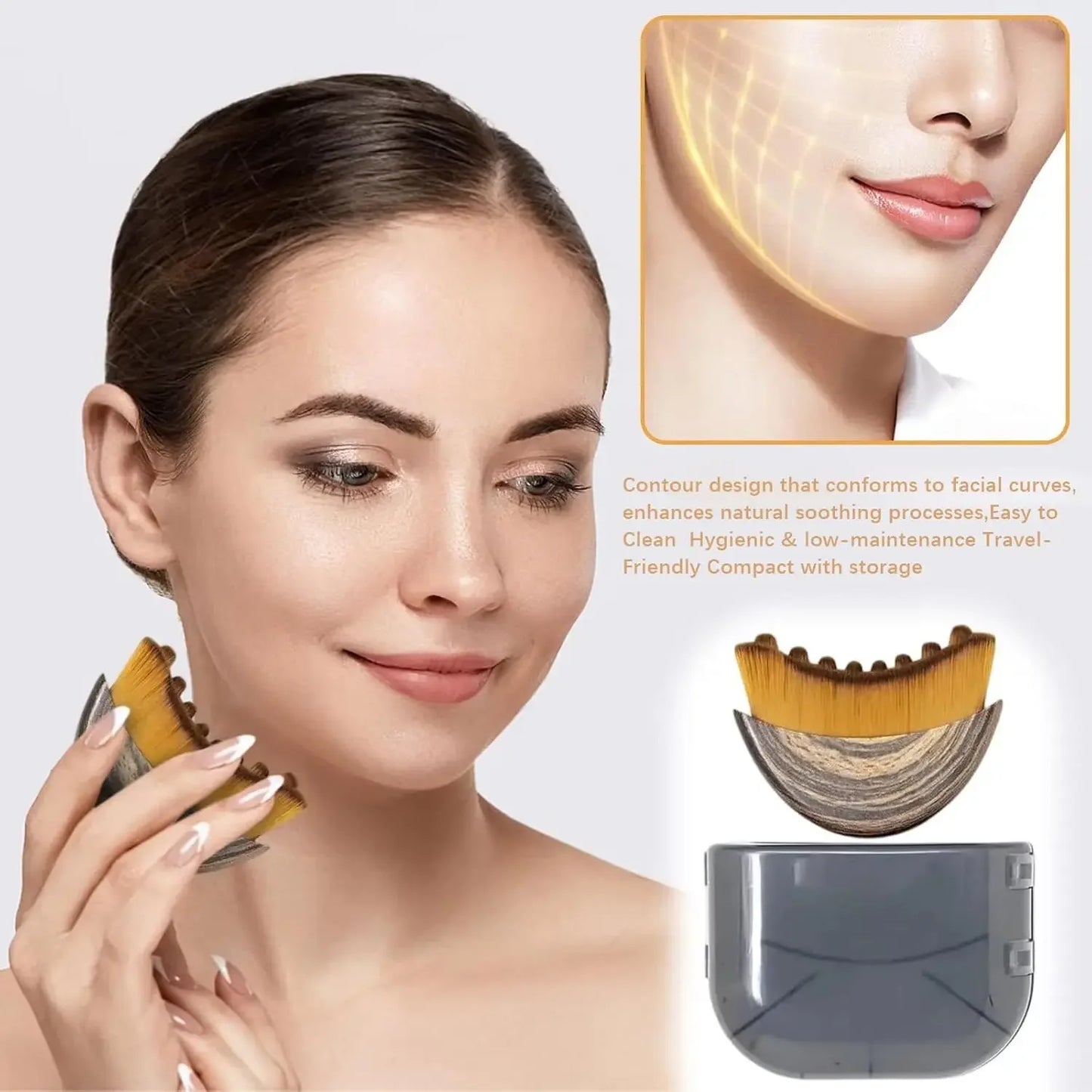 Escova Facial de Contorno Linfático – Modeladora de Queixo e Linha da Mandíbula, Massageador de Drenagem Facial com Design Ergonômico que se Ajusta Precisamente à Pele