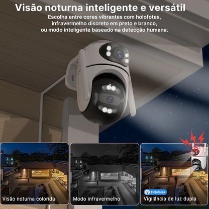 Kit com 2 Câmeras IP Externas PTZ Wi-Fi, Rastreamento Automático, Vigilância por Vídeo iCSee e Proteção de Segurança