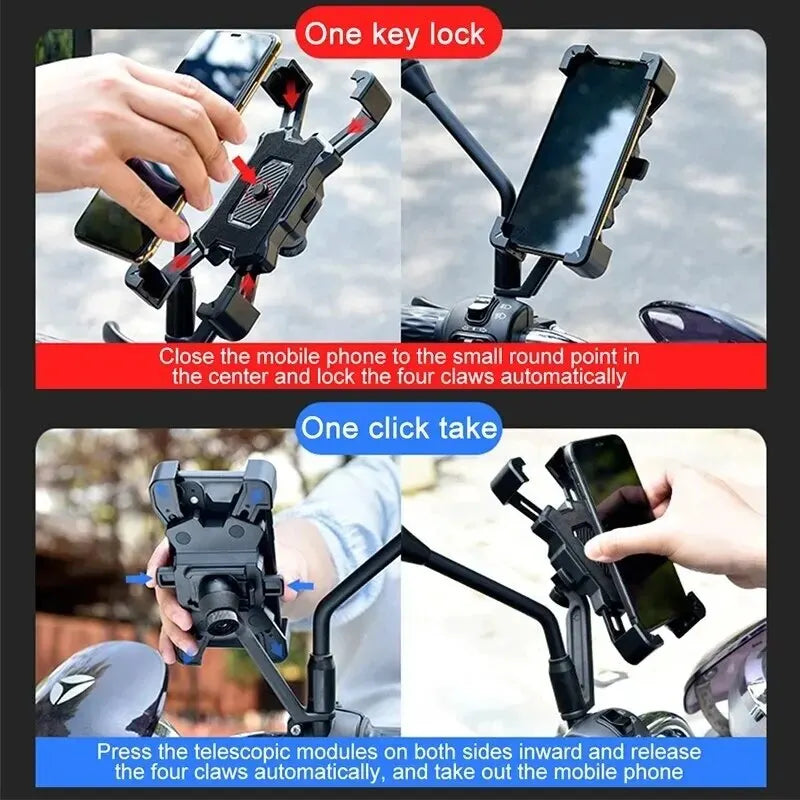 Suporte de Celular 360° para Bicicleta e Moto – Fixação Segura para iPhone e Xiaomi