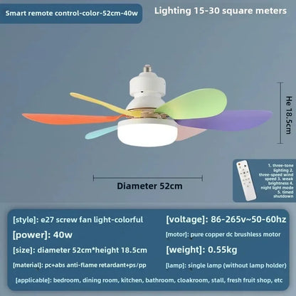 Ventilador de Teto LED 40W com Luz Integrada e Controle Remoto