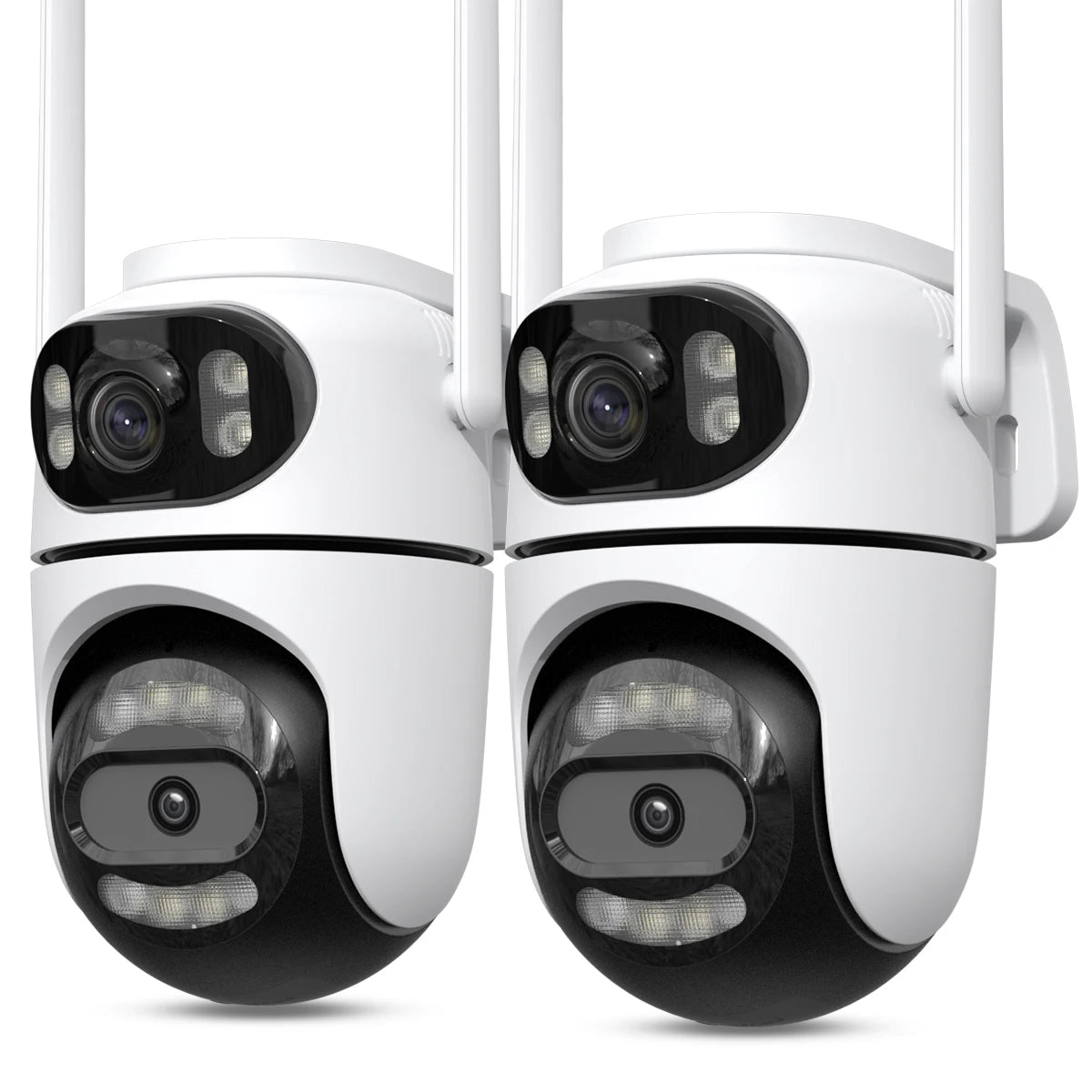 Kit com 2 Câmeras IP Externas PTZ Wi-Fi, Rastreamento Automático, Vigilância por Vídeo iCSee e Proteção de Segurança