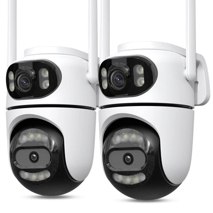 Kit com 2 Câmeras IP Externas PTZ Wi-Fi, Rastreamento Automático, Vigilância por Vídeo iCSee e Proteção de Segurança